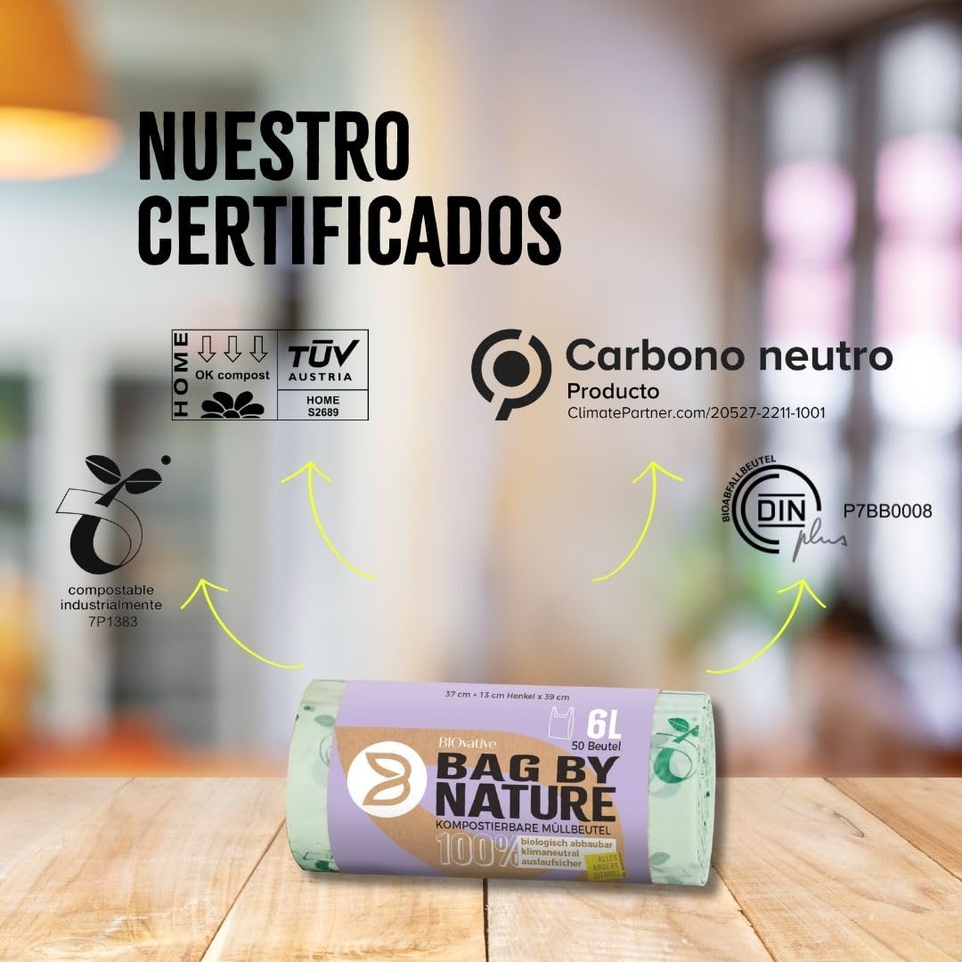 Compostable bags for organic waste 6L with and without handle - 200 bags