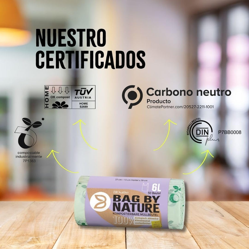 Compostable bags for organic waste 6L with and without handle - 200 bags