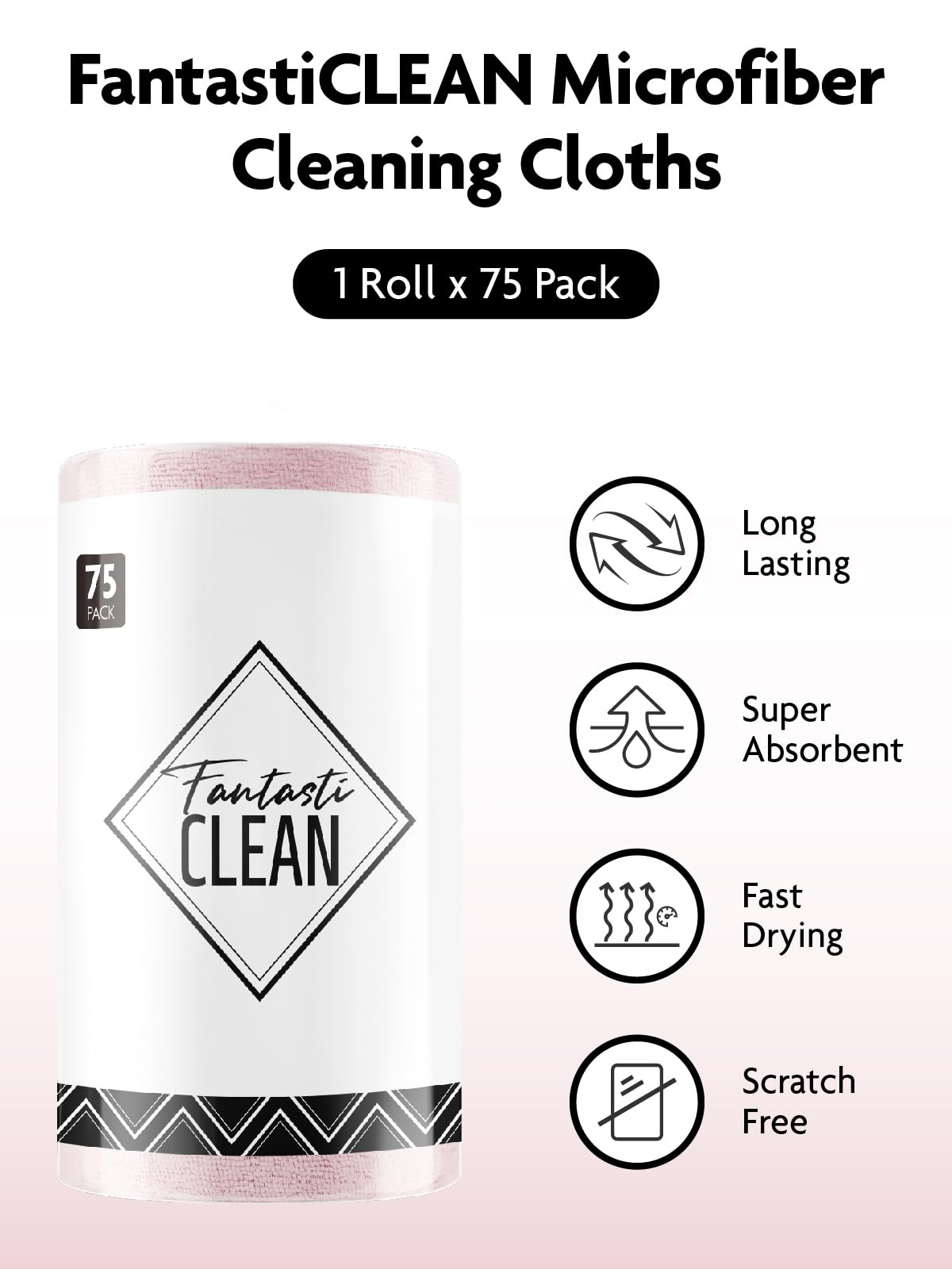 Reusable Microfiber Cleaning Cloths, 75 Count