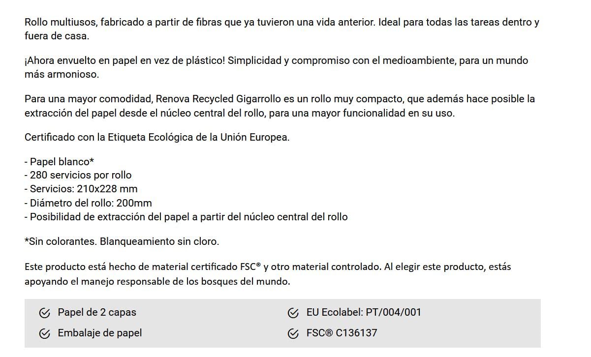 Rollos de Cocina Reciclados Ecolabel | Gigarollo Ecológico