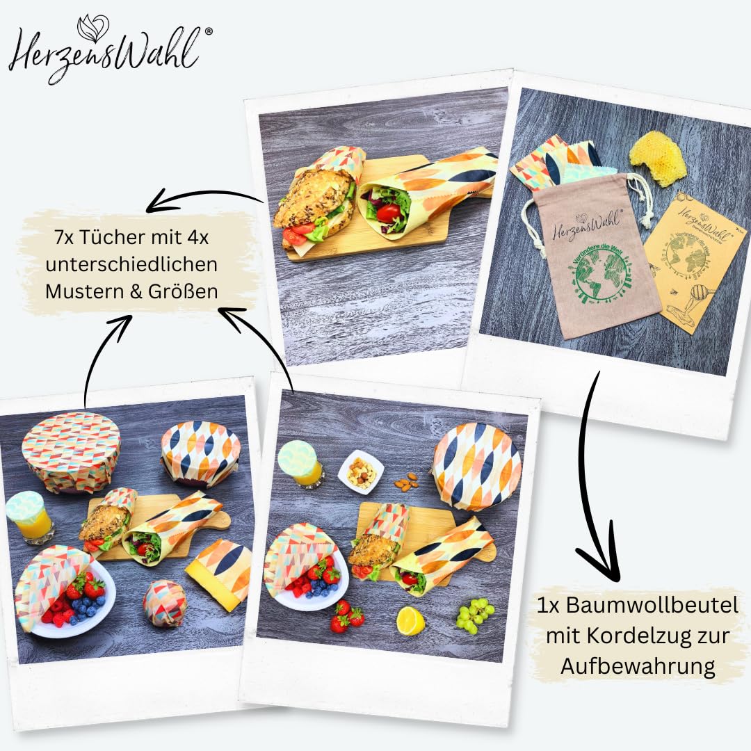 Set of 7 beeswax cloths