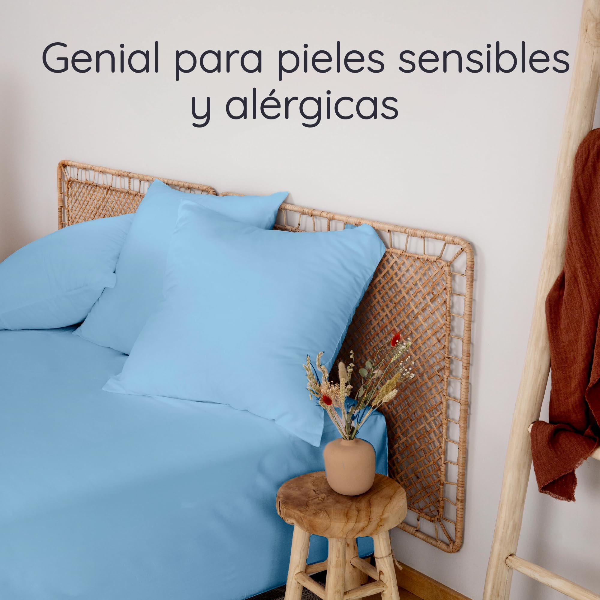 Sábana Bajera de Bambú | Azul Claro - 90x190 cm | Suave y Lujosa | Fitted Sheet | Tejido de Microfibra Bambu | Bed Sheets | Sostenible | Sábana Hipoalergénica | Transpirable | Bambaw