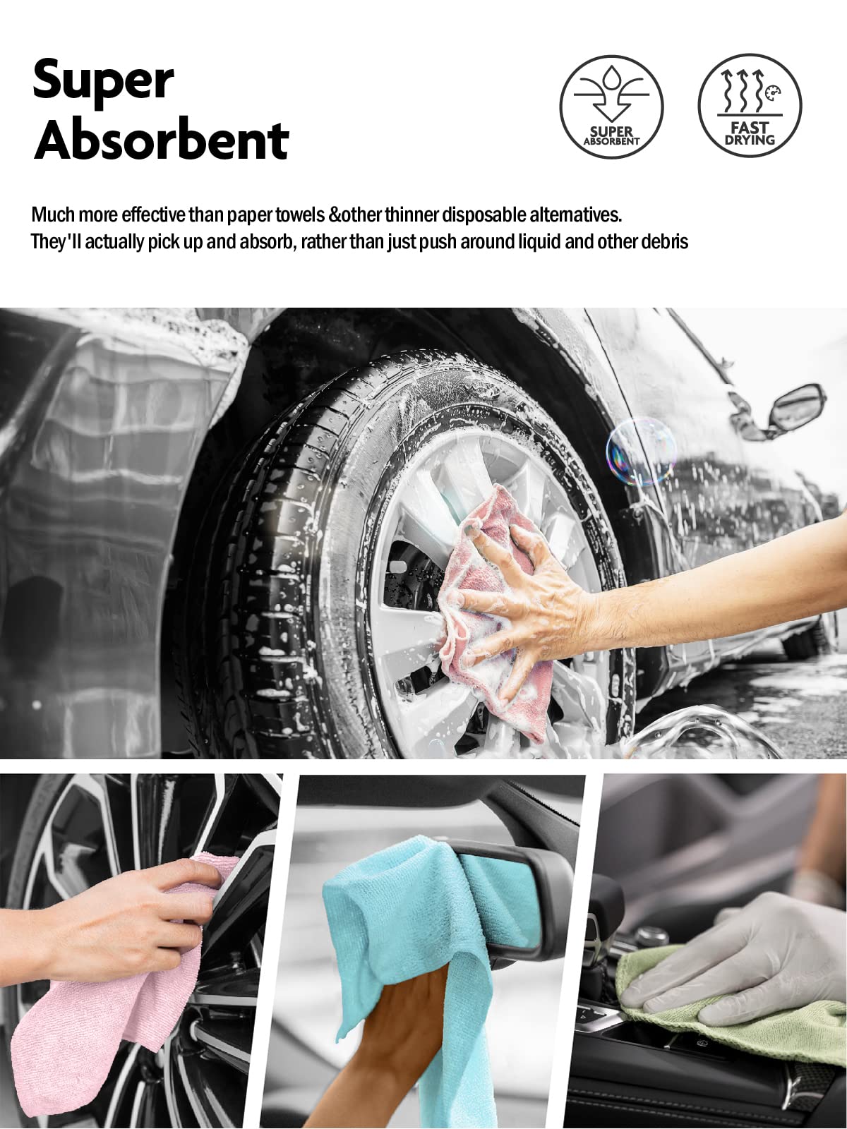 Reusable Microfiber Cleaning Cloths, 75 Count