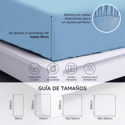 Light Blue Bamboo Fitted Sheet 90x190 cm | Hypoallergenic