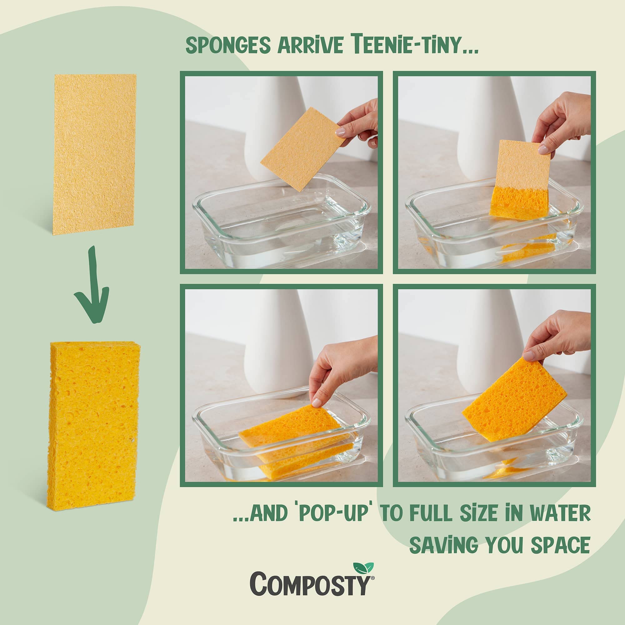 Compostable Pop-Up Eco-Friendly Sponges | 12 Units