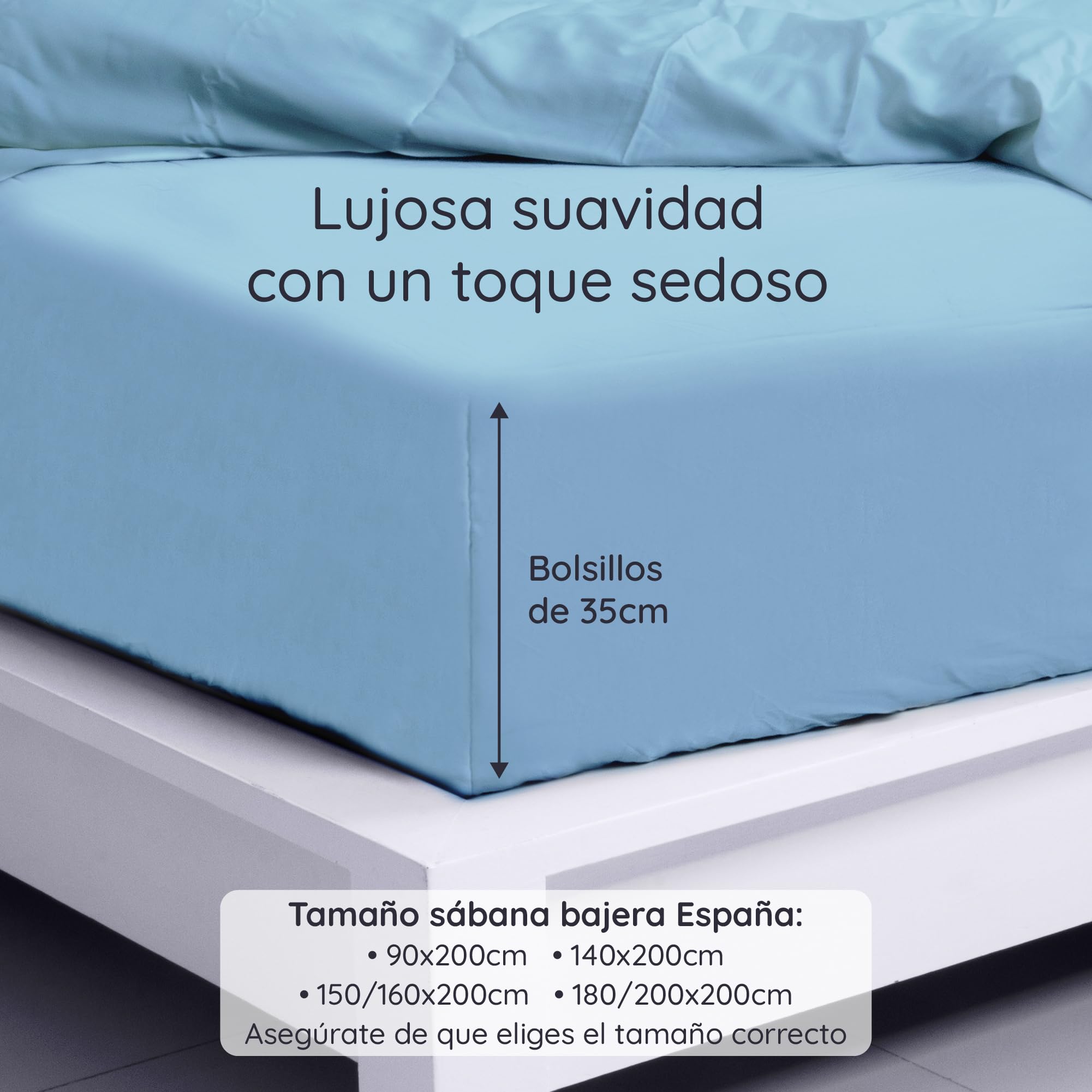 Light Blue Bamboo Fitted Sheet 90x190 cm | Hypoallergenic