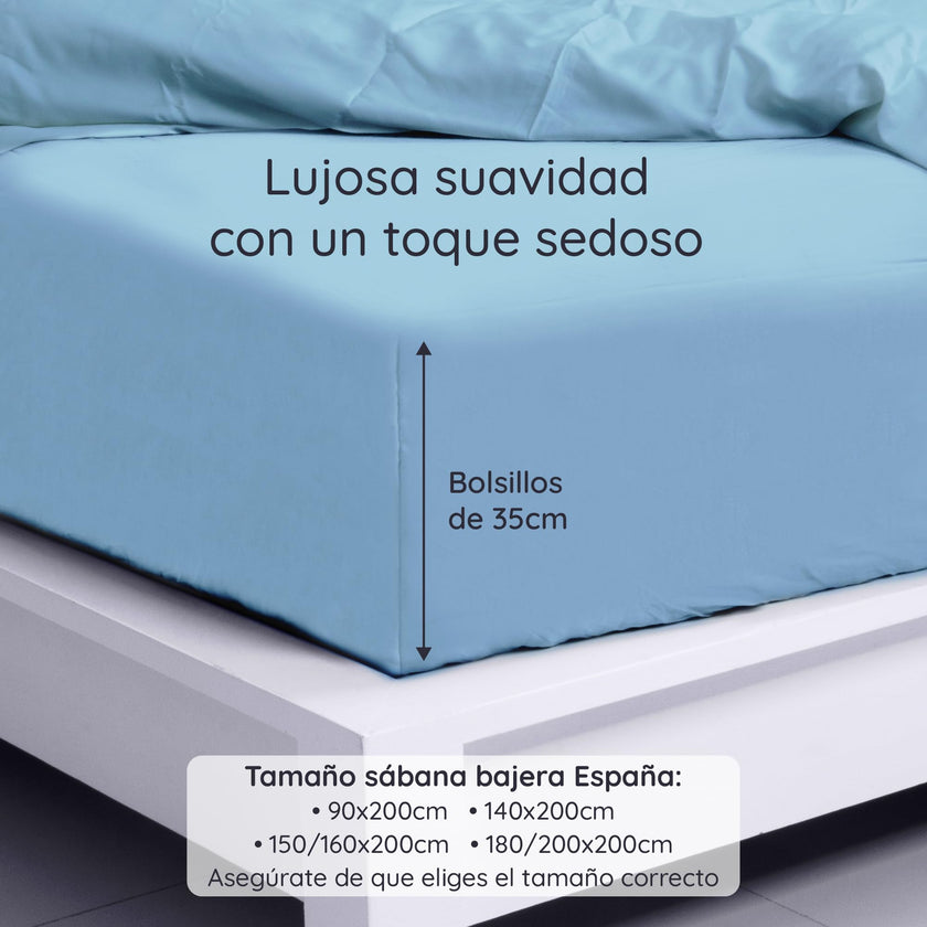 Light Blue Bamboo Fitted Sheet 90x190 cm | Hypoallergenic