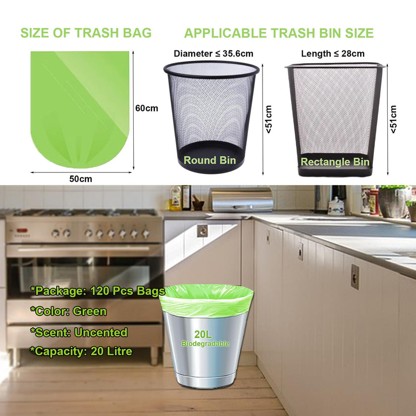 120 Compostable Organic Garbage Bags 20L KITBEST