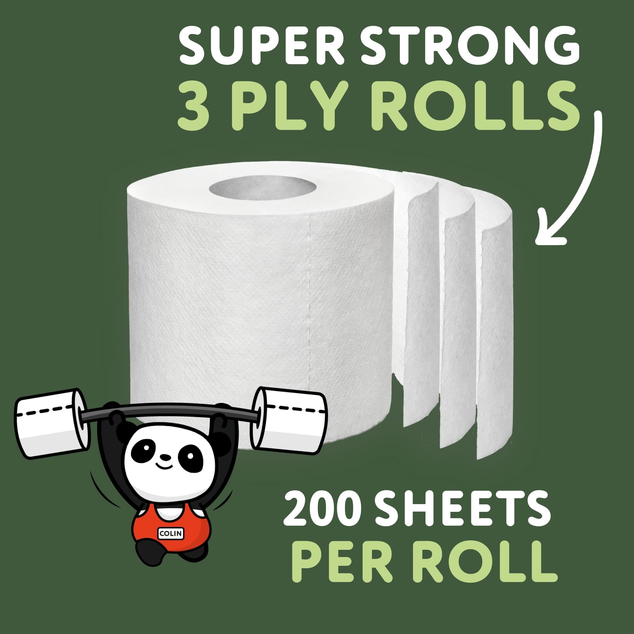 The Cheeky Panda Papel Higiénico de Bambú | 48 Rollos x 200 Hojas | 3 Capas 100% Bambú Biodegradable Sin Plástico | Paquete a Granel