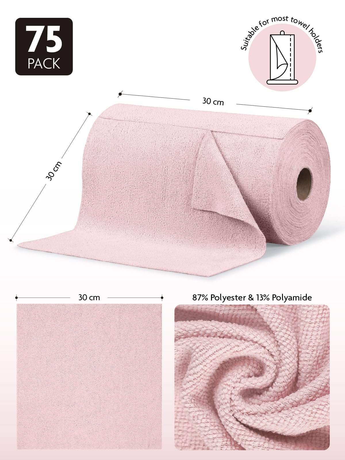 Reusable Microfiber Cleaning Cloths, 75 Count