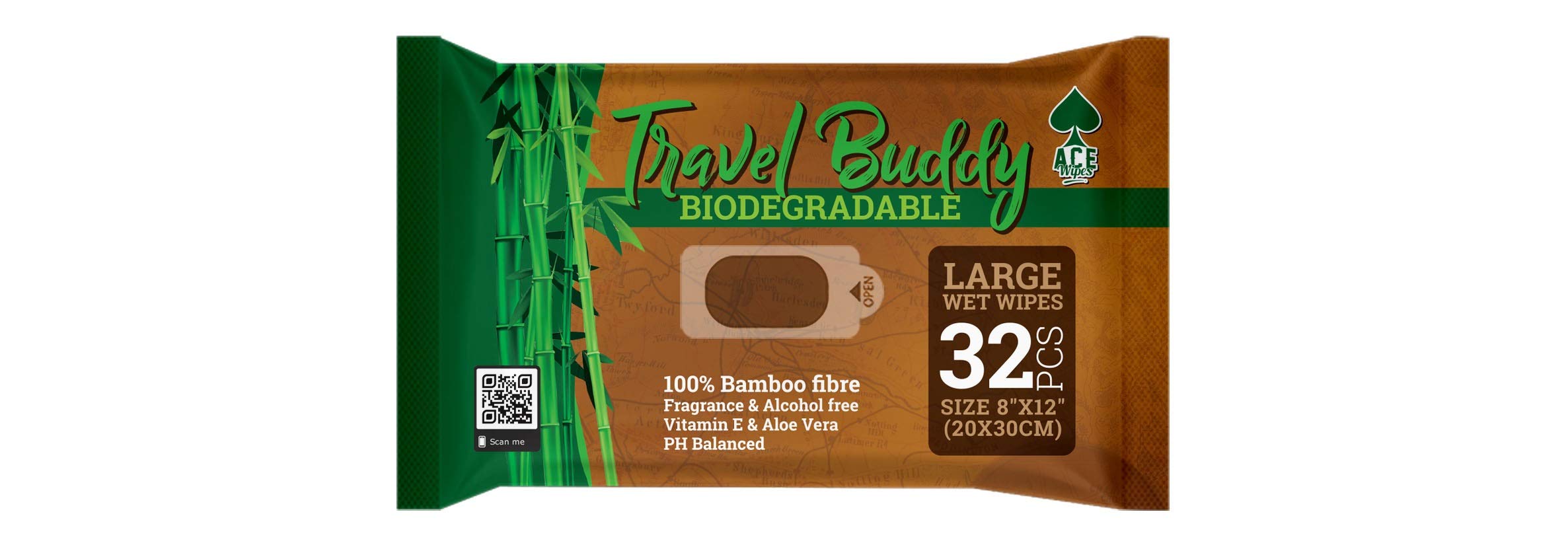Ace Wipes Travel Buddy Bamboo Wet Wipes (32 Count)