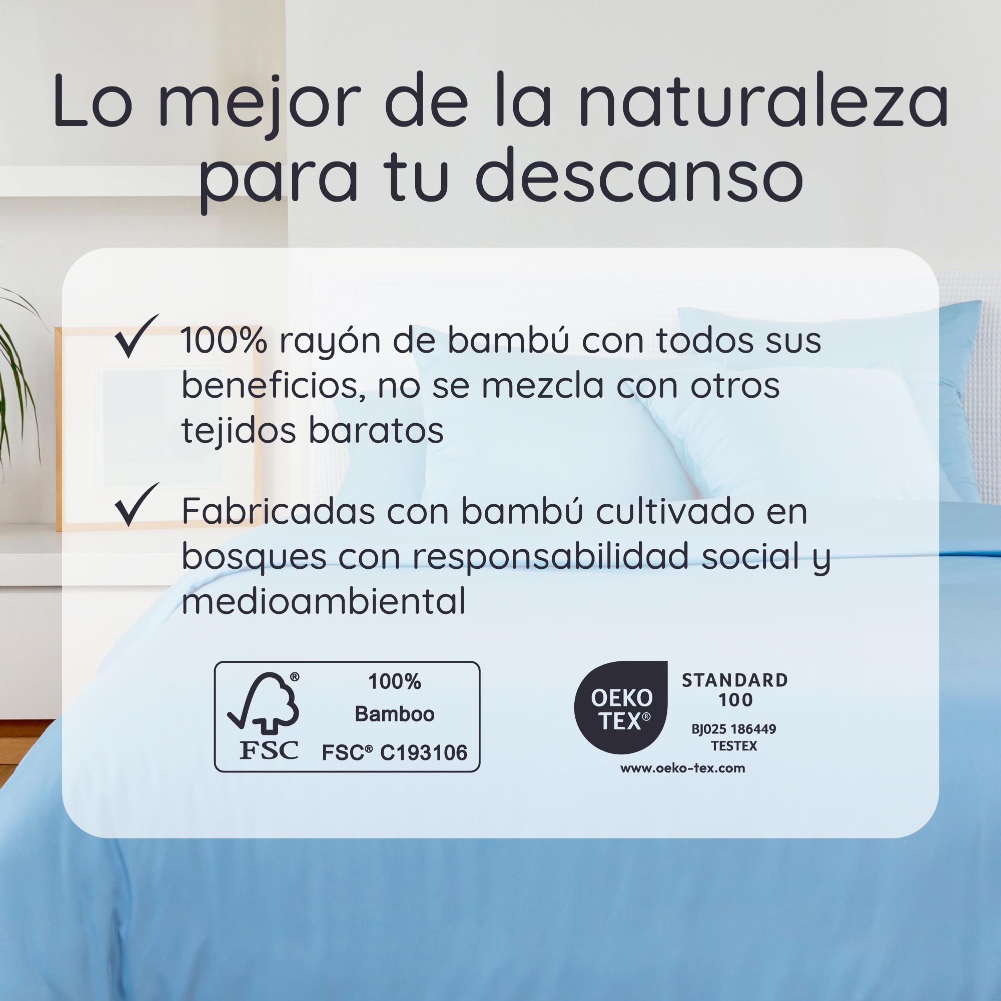 Sábana Bajera de Bambú | Azul Claro - 90x190 cm | Suave y Lujosa | Fitted Sheet | Tejido de Microfibra Bambu | Bed Sheets | Sostenible | Sábana Hipoalergénica | Transpirable | Bambaw