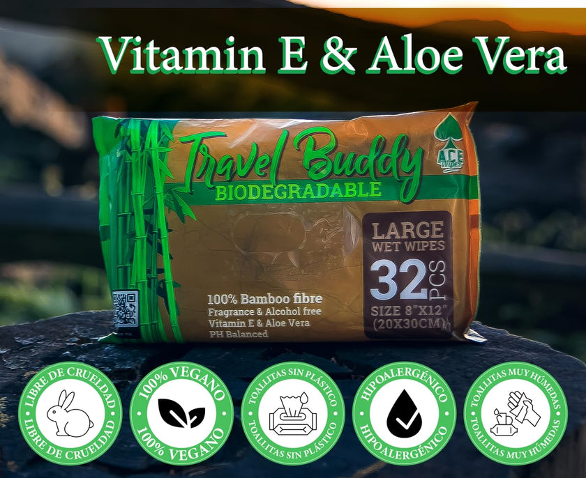 Ace Wipes Travel Buddy Bamboo Wet Wipes (32 Count)