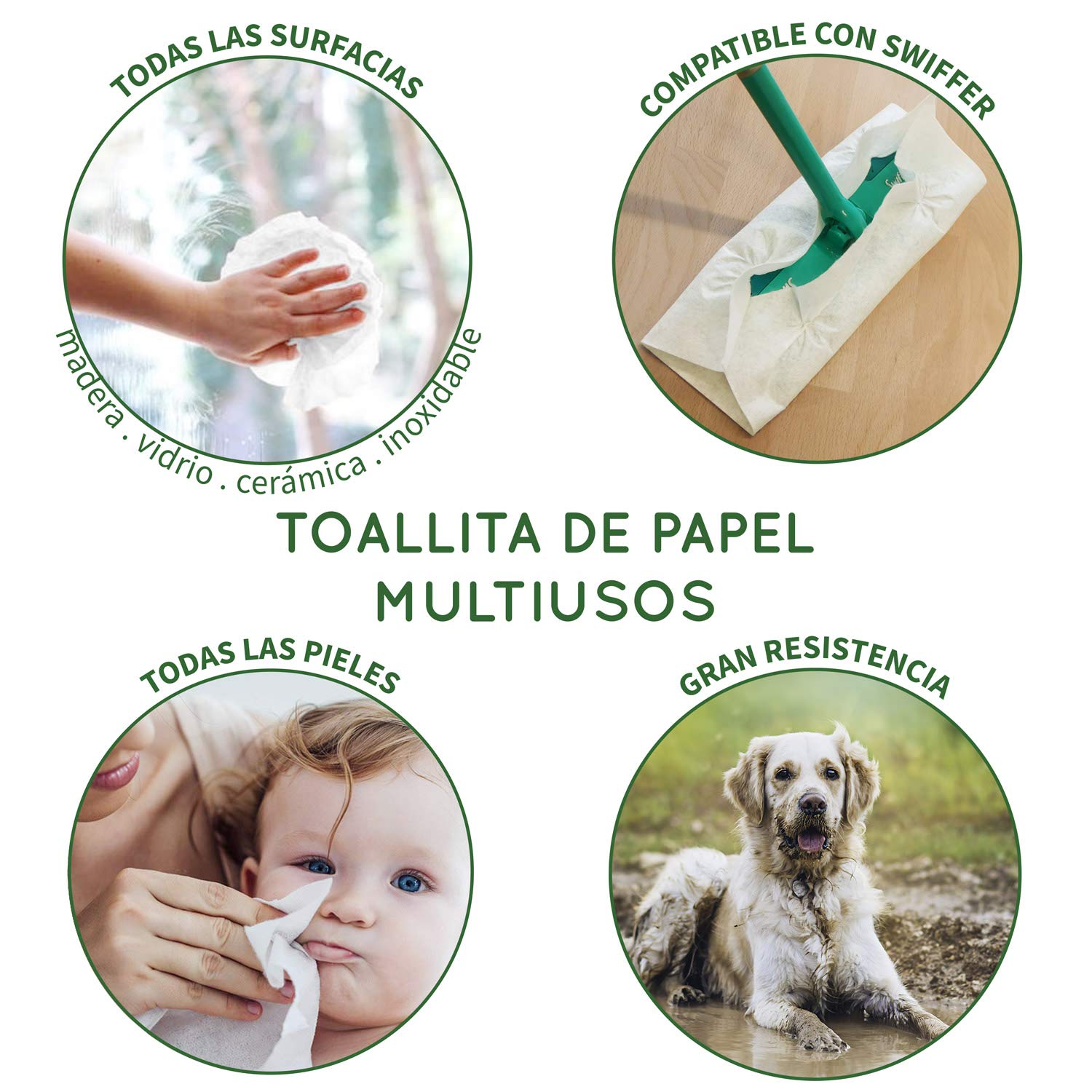 Paños reutilizables | Rollo de cocina ecológico | Multiusos | Resistente y absorbente | Bayetas ecológicas | Secado rápido y antibacteriano | 20 Hojas | Bambaw