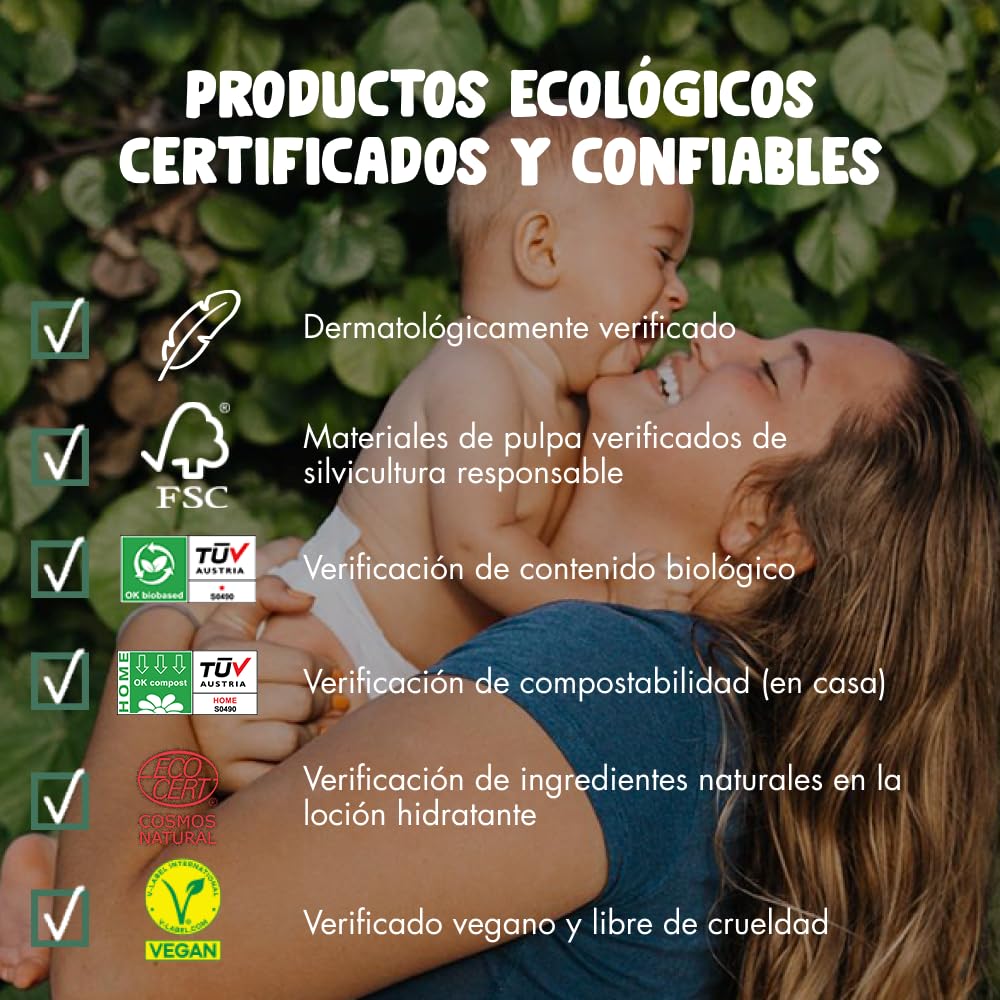 Toallitas Húmedas para Bebé sin Perfume | 100% Compostables