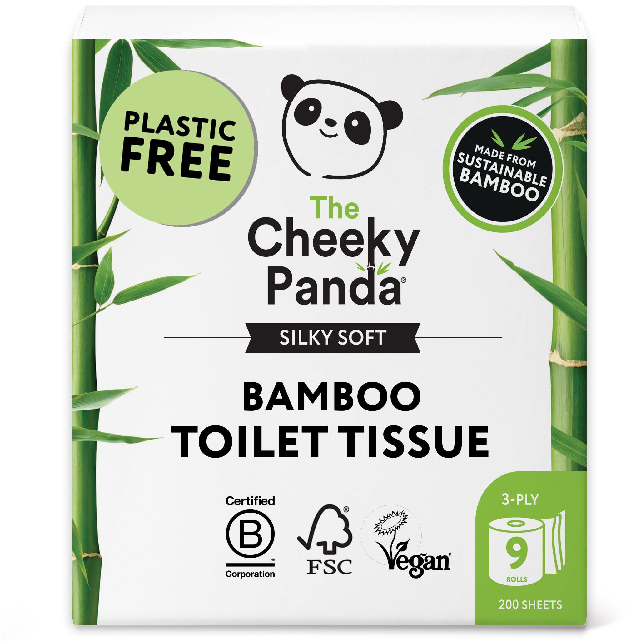 Bamboo Toilet Paper | 9 Rolls Pack (3-Ply, 200 Sheets)