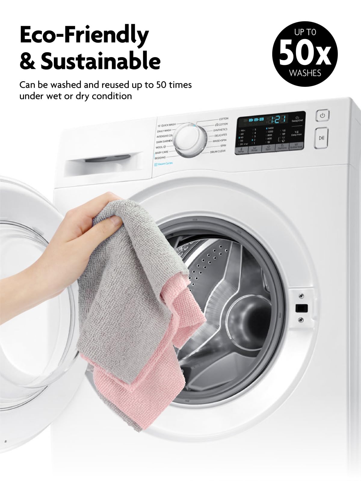 Reusable Microfiber Cleaning Cloths, 75 Count