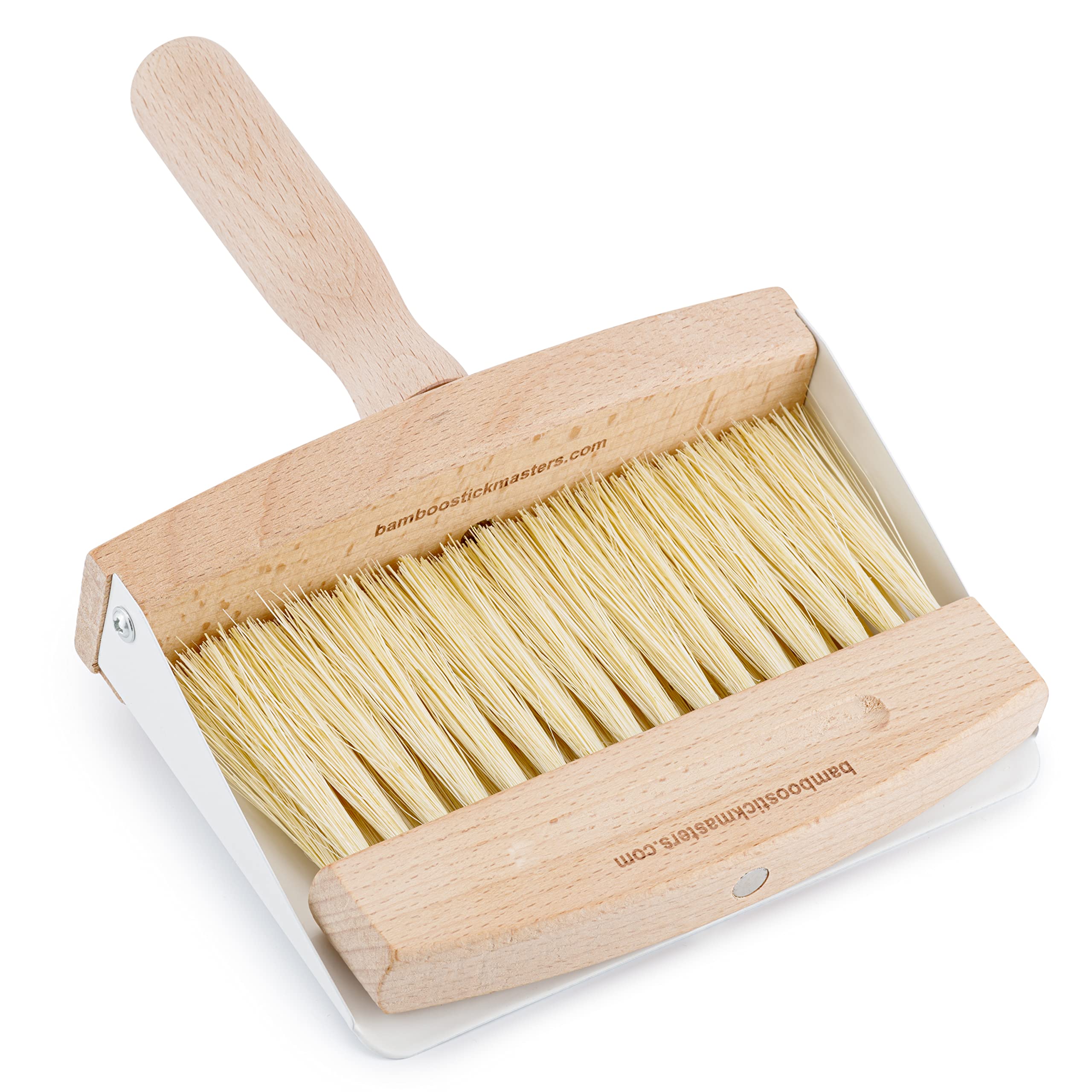 Juego de recogedor y cepillo de madera para escritorio con agarre suave y firme para barrer y limpiar encimeras de cocina, mesas, oficinas, juego de barrido de migas de madera y acero, práctico y