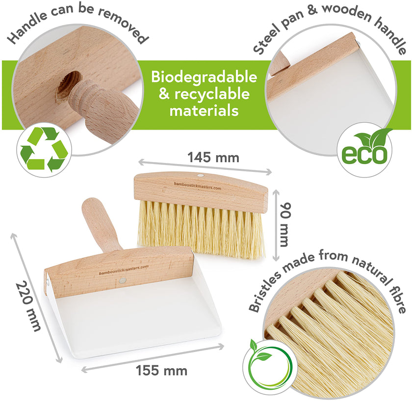 Natural and Eco-Friendly Wooden Dustpan and Brush Set