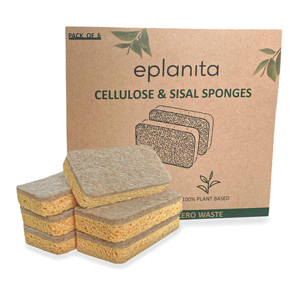 eplanita Esponjas naturales a base de plantas (paquete de 6), antiarañazos, biodegradables, ecológicas, para cocina y baño