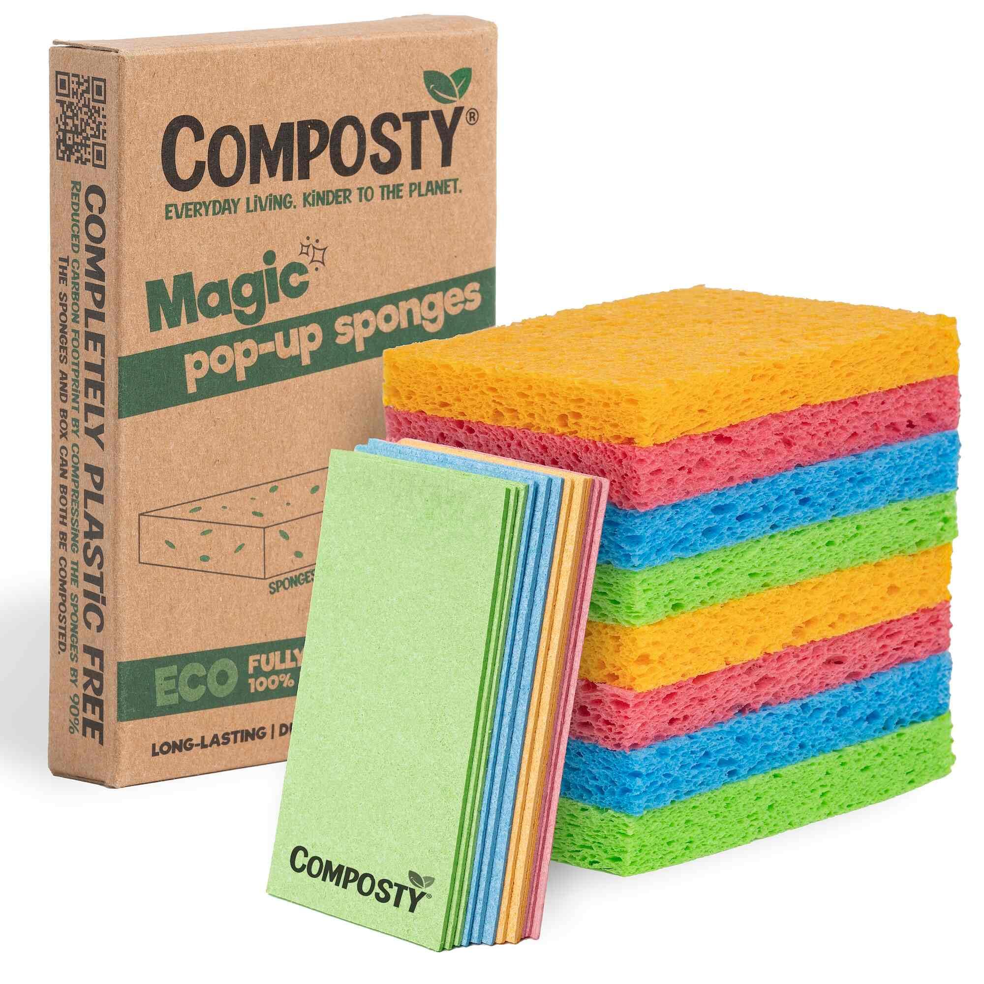Compostable Pop-Up Eco-Friendly Sponges | 12 Units