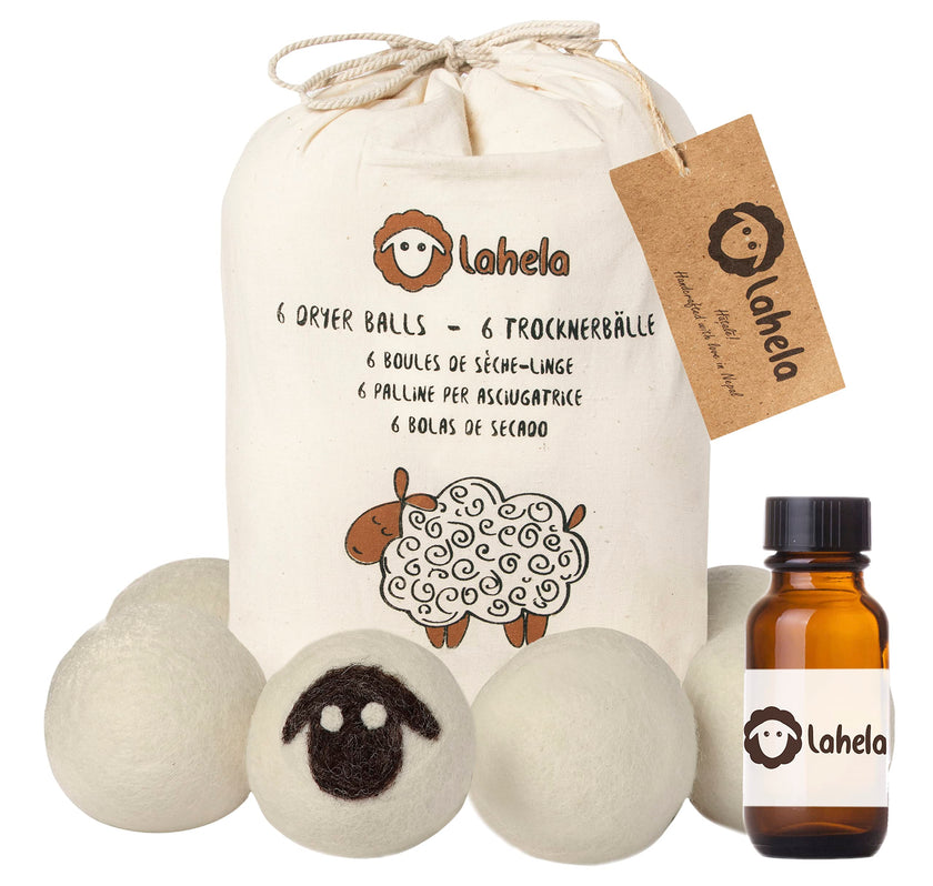 6 XXL dryer balls with lavender oil.