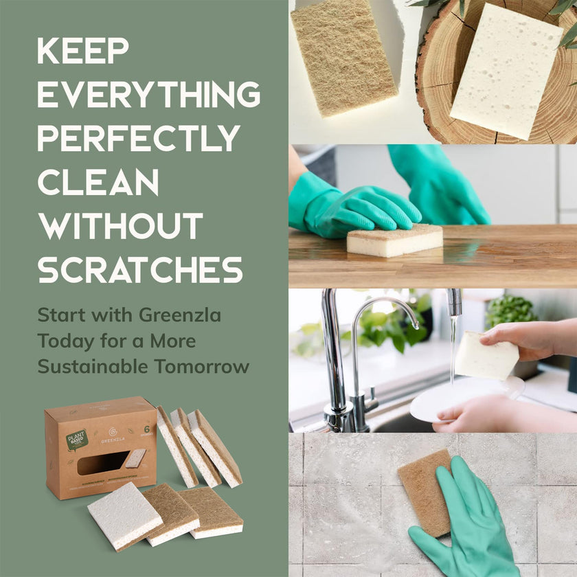 Pack of 6 Biodegradable Natural Kitchen Sponges