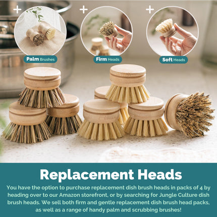 6 Natural Bamboo Brushes for Kitchen Cleaning