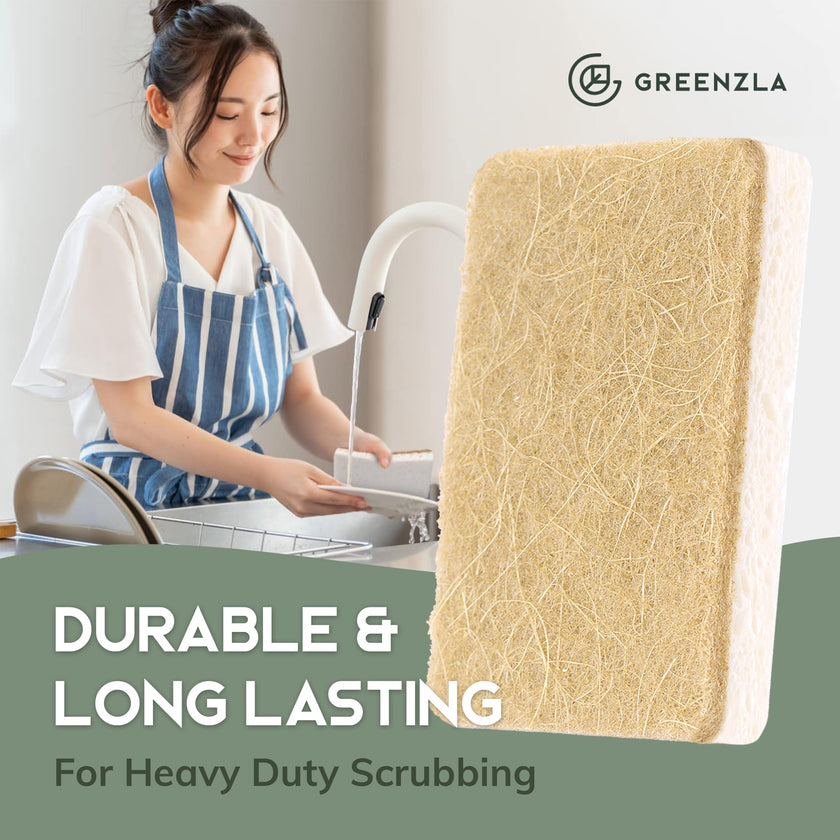 Pack of 6 Biodegradable Natural Kitchen Sponges