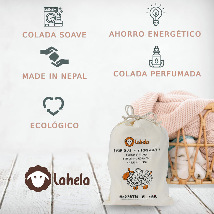 6 XXL dryer balls with lavender oil.