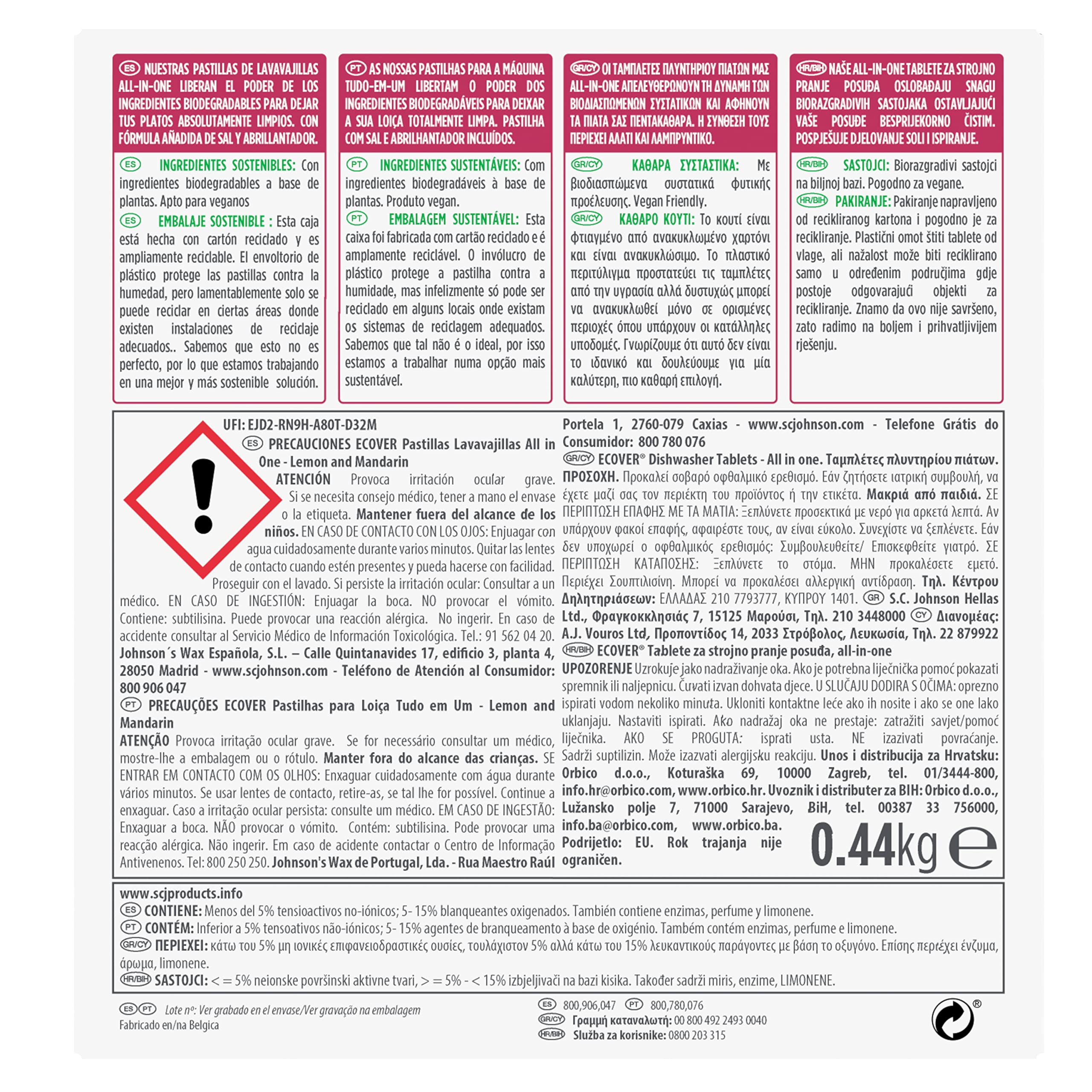 Lemon & Mandarin Eco-Friendly Dishwasher Tablets