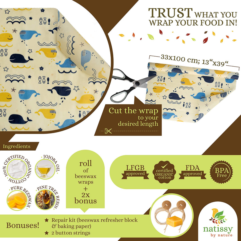 Reusable Beeswax Wraps - Eco-Friendly and Natural