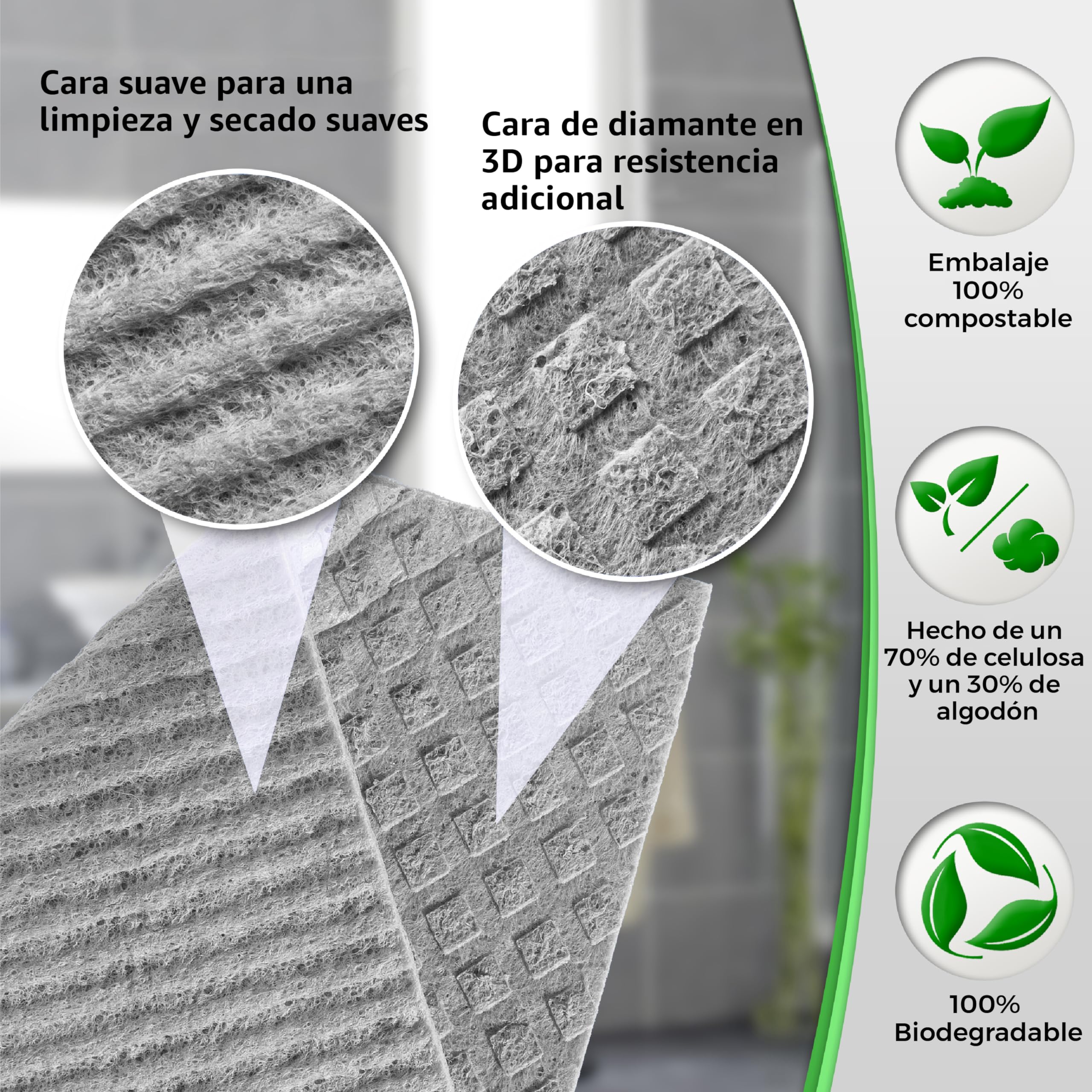 GREEN DODO Paño de Cocina Sueco | Paños de Esponja de celulosa biodegradables, ecológicos y sostenibles | Paño de Limpieza de Cocina Absorbente y sin olores | Esponja ecológica de Cocina Reutilizable…